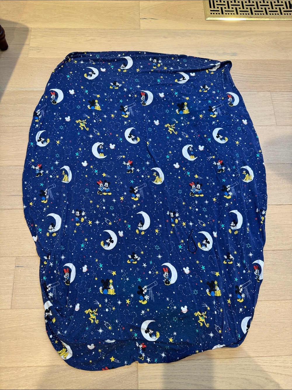 Disney Navy Blue Mickey & Friends Moon Print Crib Sheet